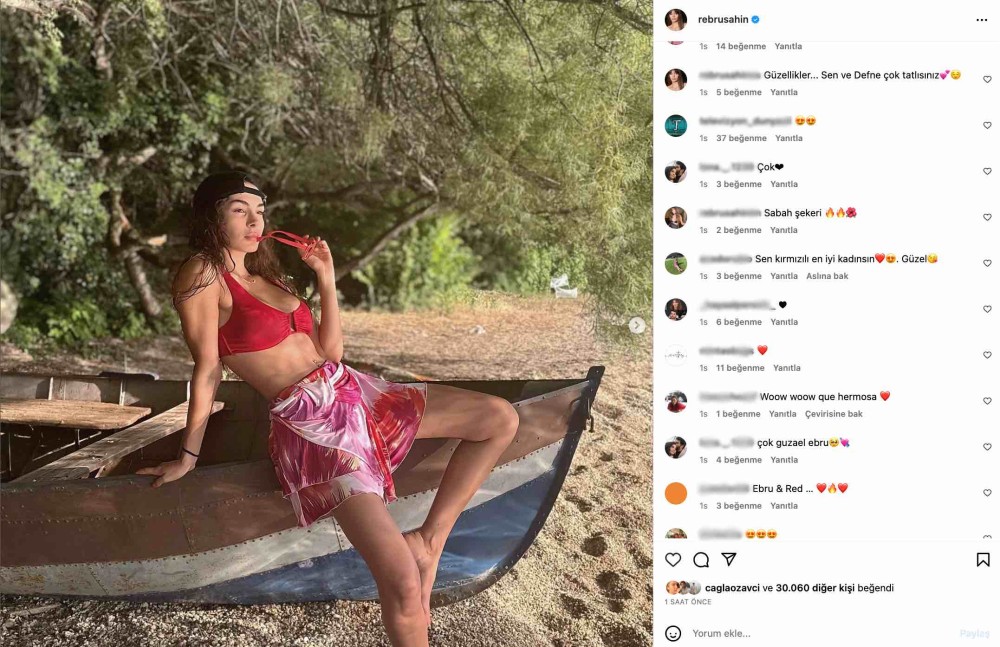 ebru sahin in kirmizi bikinili yaz paylasimi sosyal medyada gundem oldu duru guzellik